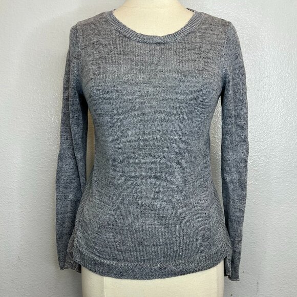 Eileen Fisher Heather Gray 100% Linen Sweater High Low Hem Size XS - Picture 1 of 8